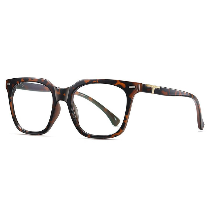 CCspace Unisex Full RIm Square Tr 90 Titanium Eyeglasses 55171 Full Rim CCspace China Leopard