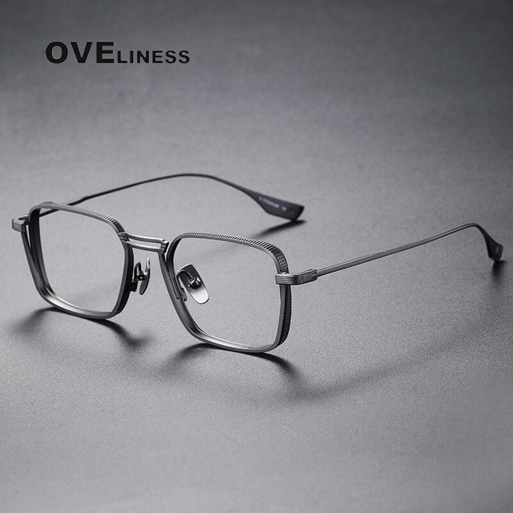 Oveliness Unisex Full Rim Square Double Bridge Titanium Eyeglasses Dlx125 Full Rim Oveliness gun big