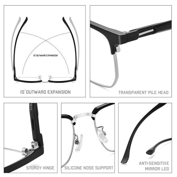 Gmei Unisex Full Rim Square Tr 90 Alloy Eyeglasses Tm12 Full Rim Gmei Optical