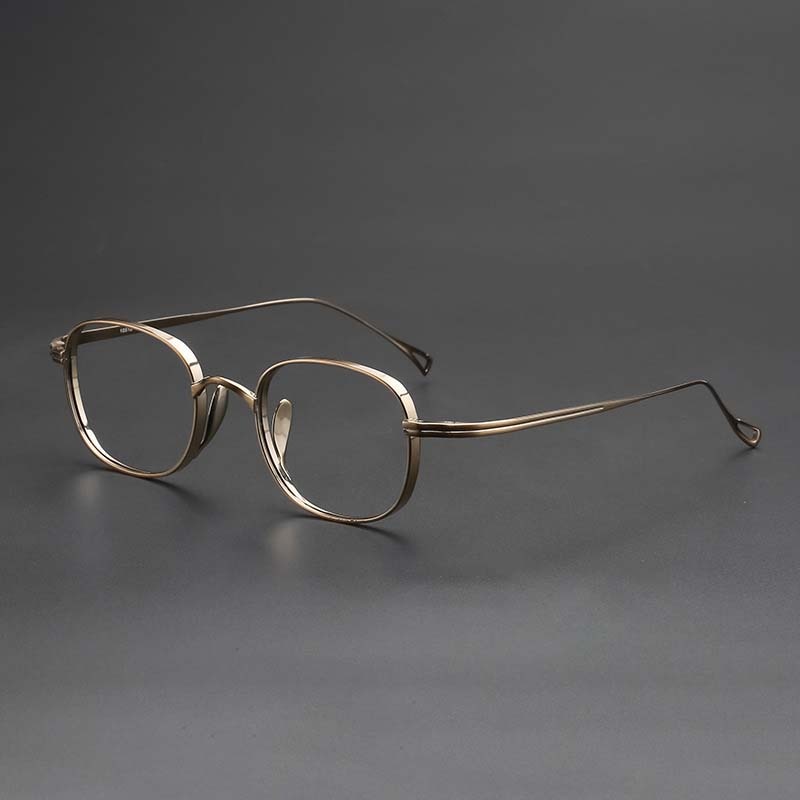 CCspace Unisex Full Rim Hand Crafted Round Titanium Frame Eyeglasses 54595 Full Rim CCspace Bronze China