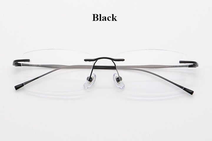 Bclear Unisex Rimless Square Titanium Frame Eyeglasses My632 Rimless Bclear Black