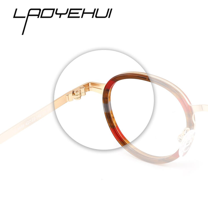 Laoyehui Unisex Full Rim Round Acetate Alloy Reading Glasses Anti-Blue Light Glg8835 Reading Glasses Laoyehui