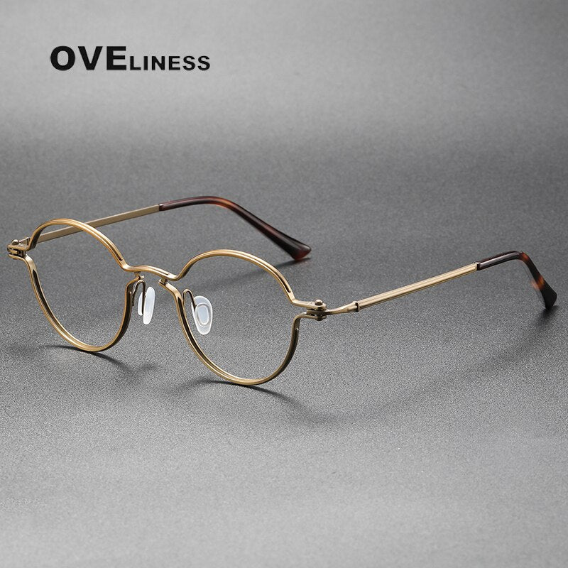 Oveliness Unisex Full Rim Round Titanium Eyeglasses 5895 Full Rim Oveliness bronze