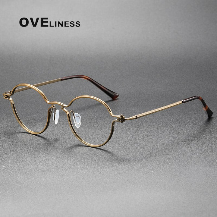 Oveliness Unisex Full Rim Round Titanium Eyeglasses 5895 Full Rim Oveliness bronze