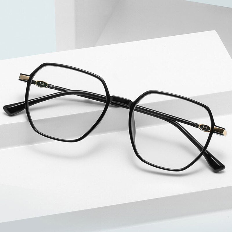 Handoer Unisex Full Rim Polygonal Square Tr 90 Eyeglasses Lk304 Full Rim Handoer