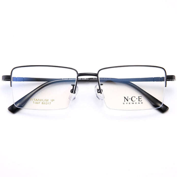 Bclear Men's Semi Rim Rectangle Titanium Frame Eyeglasses My007 Semi Rim Bclear