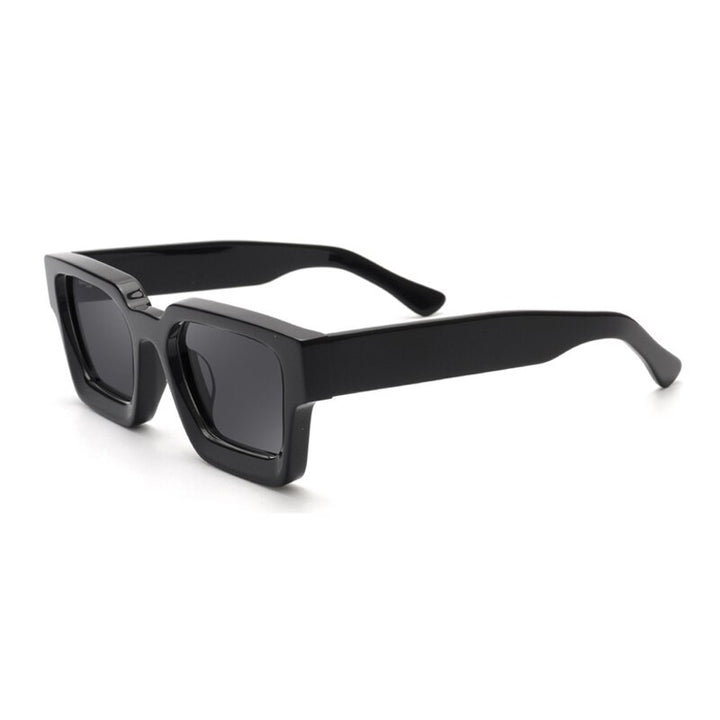 Gatenac Women's Full Rim Rectangle Acetate Frame Polarized Sunglasses Tyj66 Sunglasses Gatenac Black