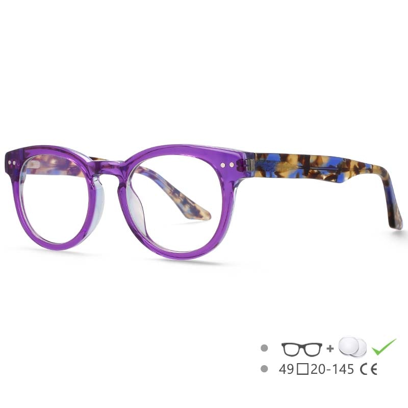 CCspace Women's Full Rim Round Acetate Eyeglasses 55215 Full Rim CCspace C4 China