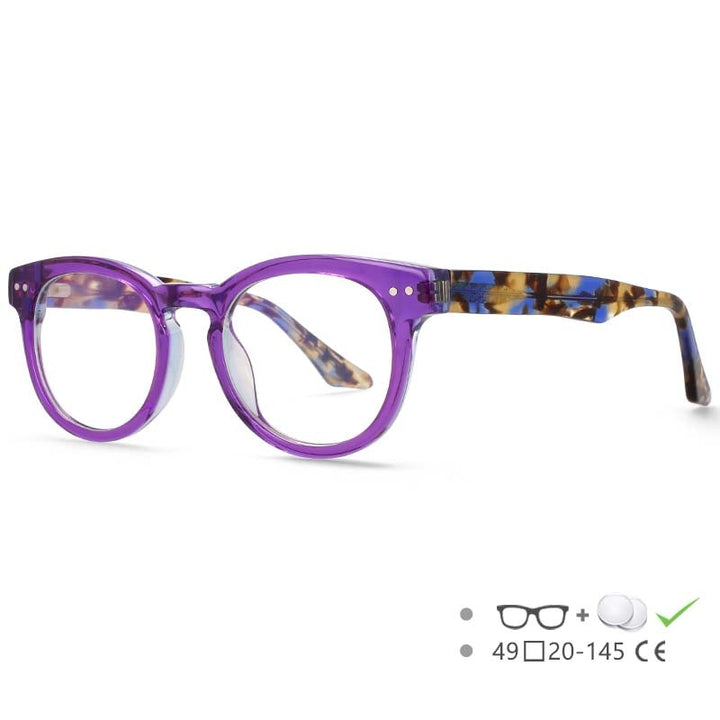 CCspace Women's Full Rim Round Acetate Eyeglasses 55215 Full Rim CCspace C4 China