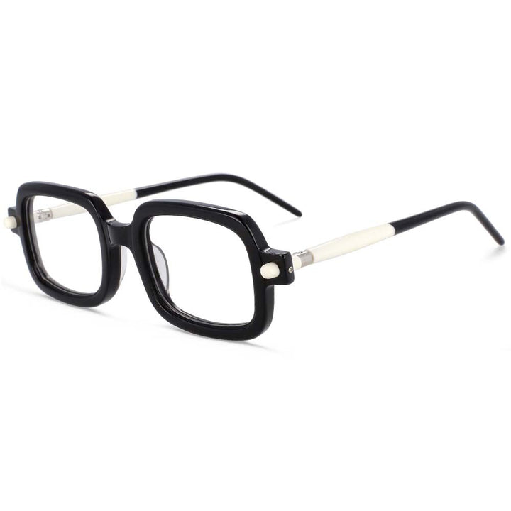 CCspace Unisex Full Rim Square Acetate Frame Eyeglasses 54163 Full Rim CCspace Black white