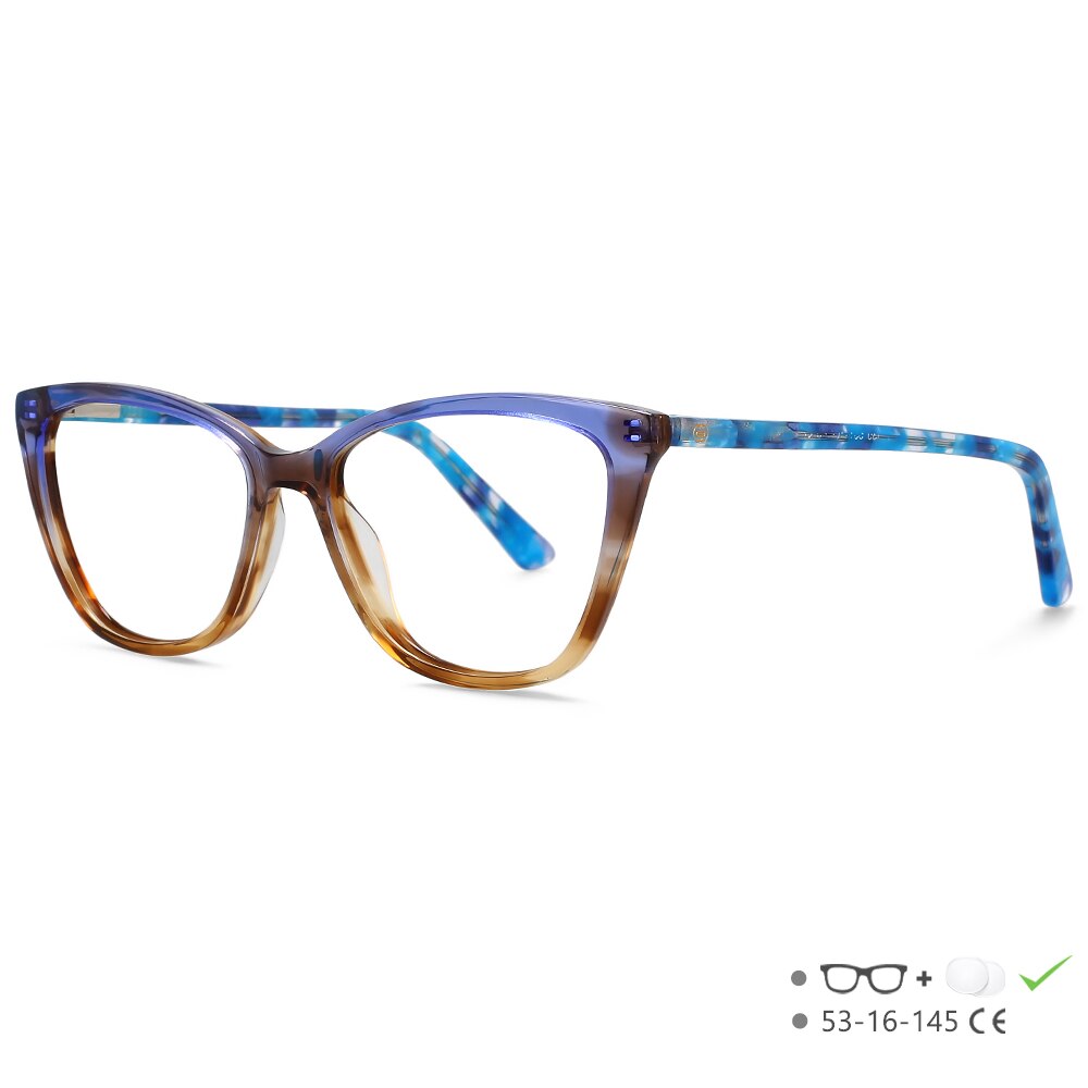 CCspace Unisex Full Rim Square Cat Eye Acetate Eyeglasses 55569 Full Rim CCspace C6 China
