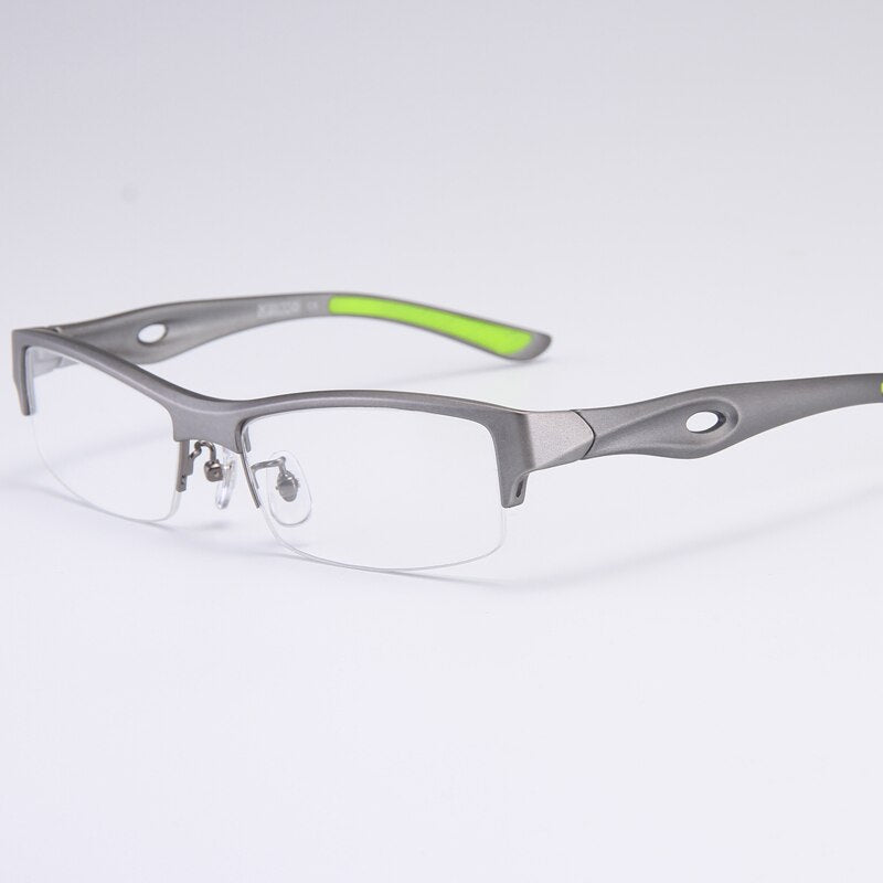 Bclear Men's Semi Rim Rectangle Tr 90 Sport Eyeglasses My1077 Semi Rim Bclear Gray green