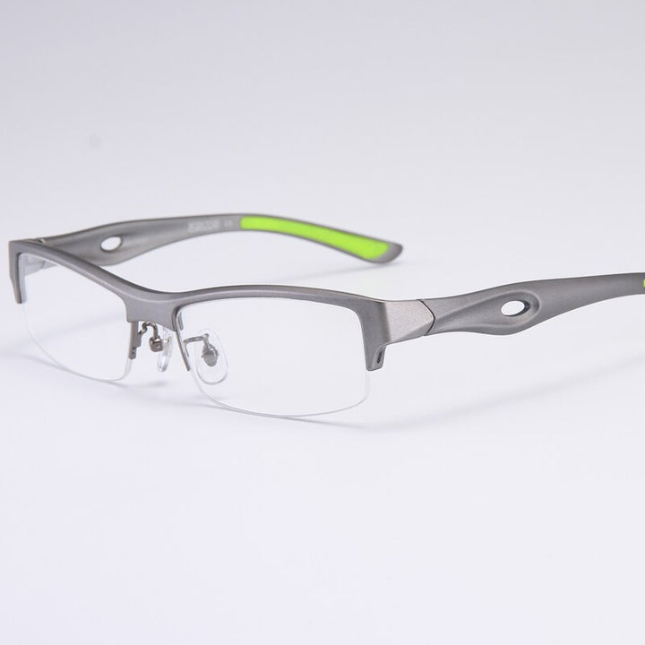Bclear Men's Semi Rim Rectangle Tr 90 Sport Eyeglasses My1077 Semi Rim Bclear Gray green