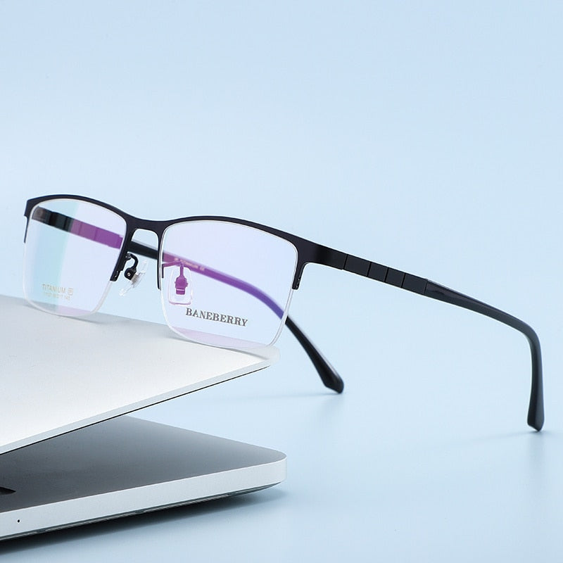 Zirosat Unisex Semi Rim Square Titanium Eyeglasses 71137 Semi Rim Zirosat