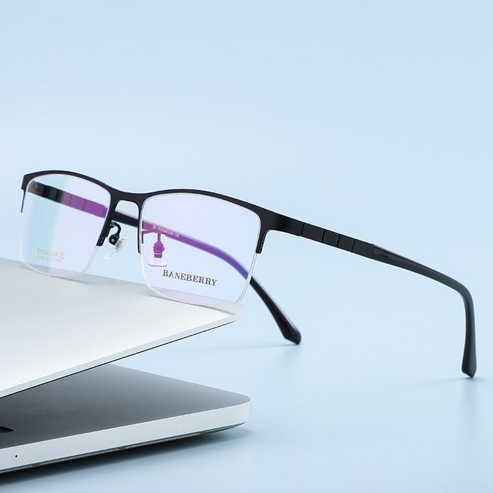 Zirosat Unisex Semi Rim Square Titanium Eyeglasses 71137 Semi Rim Zirosat
