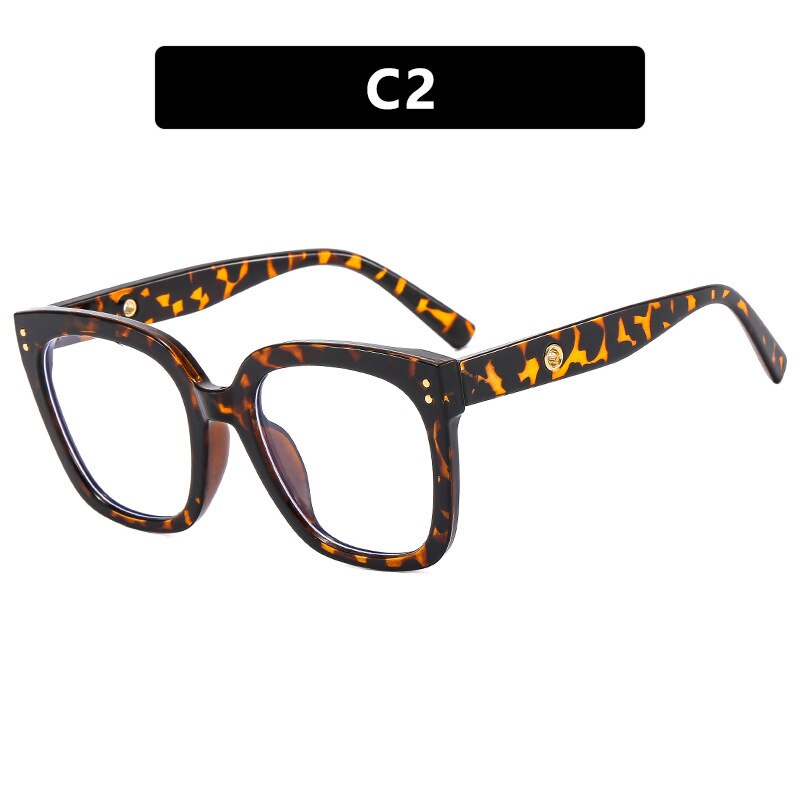 CCspace Unisex Full Rim Square Cat Eye Acetate Eyeglasses 55503 Full Rim CCspace China LeopardWhite