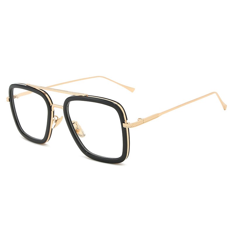 CCspace Unisex Full Rim Square Double Bridge Tr 90 Alloy Eyeglasses 54823 Full Rim CCspace China GoldBlack