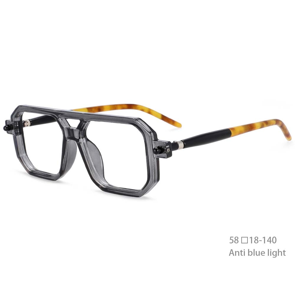 CCspace Unisex Full Rim Square Acetate Frame Eyeglasses 54381 Full Rim CCspace China Leopard Gray