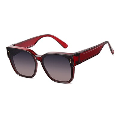 Ralferty Unisex Full Rim Square Tr 90 Acetate Oversized Overlay Sunglasses D7520 Clip On Sunglasses Ralferty C62 Wine Red China As picture
