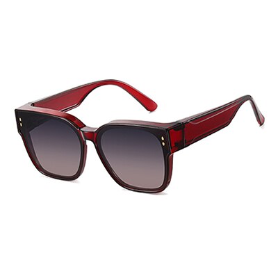 Ralferty Unisex Full Rim Square Tr 90 Acetate Oversized Overlay Sunglasses D7520 Sunglasses Ralferty C62 Wine Red China As picture