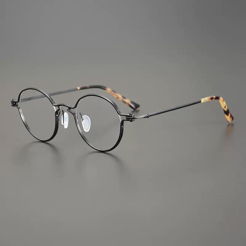 Gatenac Unisex Full Rim Round Titanium Eyeglasses Gxyj899 Full Rim Gatenac Black