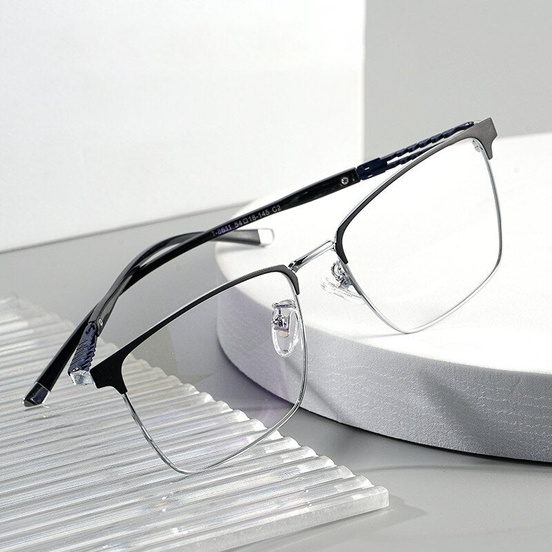 Hotochki Men's Full Rim Square Tr 90 Titanium Frame Eyeglasses T8611t Full Rim Hotochki