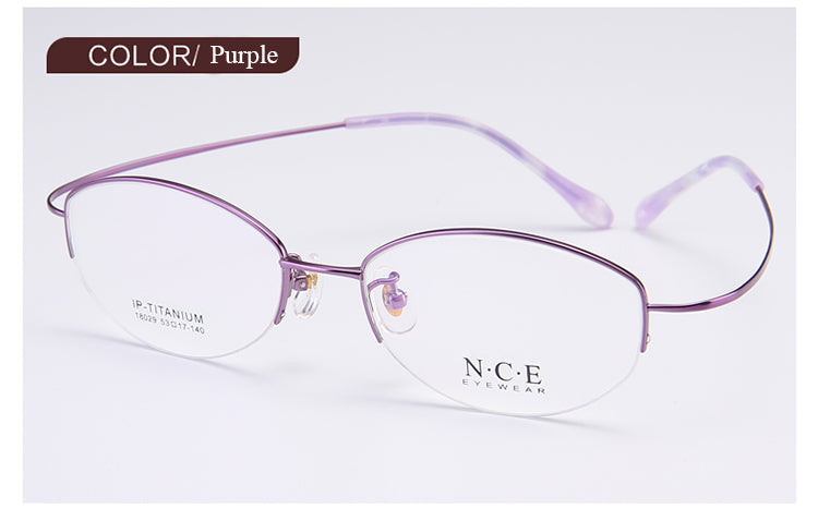Bclear Women's Semi Rim Titanium Oval Eyeglasses Sc18029 Semi Rim Bclear