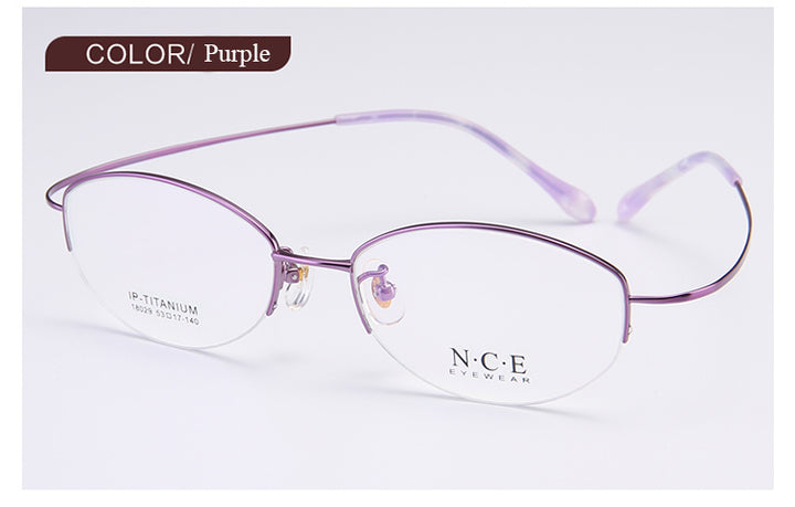 Bclear Women's Semi Rim Titanium Oval Eyeglasses Sc18029 Semi Rim Bclear