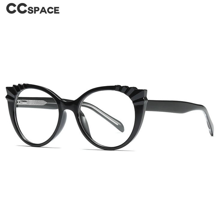 CCspace Women's Full Rim Round Cat Eye Tr 90 Titanium Frame Eyeglasses 54303 Full Rim CCspace