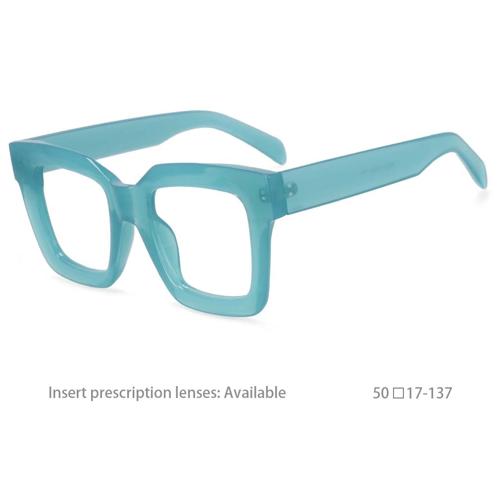 CCspace Unisex Oversized Square Resin Frame Eyeglasses 54406 Full Rim CCspace Blue China