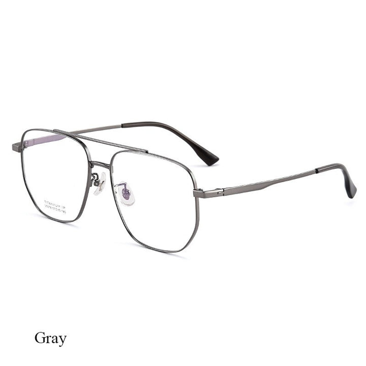 Bclear Unisex Full Rim Square Double Bridge Titanium Eyeglasses Lb5378 Full Rim Bclear