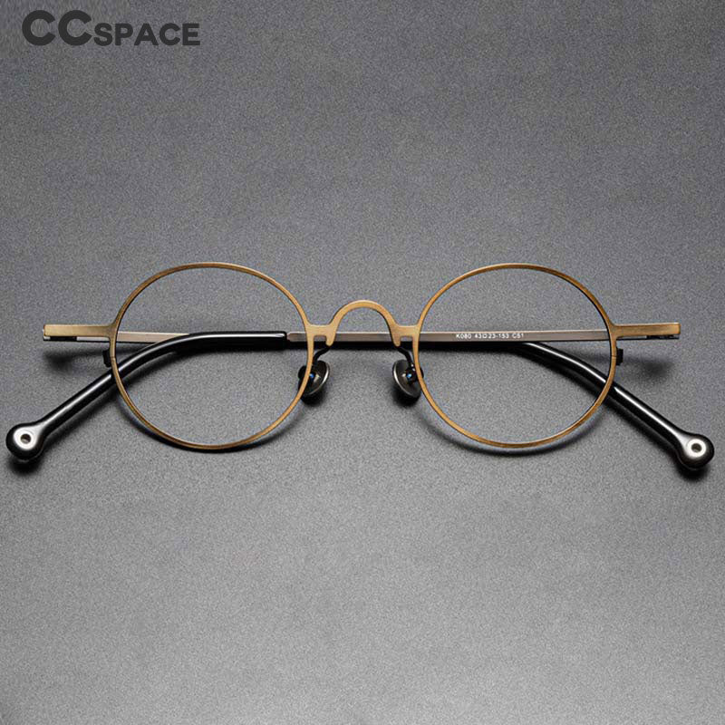CCspace Unisex Full Rim Round Titanium Alloy Eyeglasses 54909 Full Rim CCspace