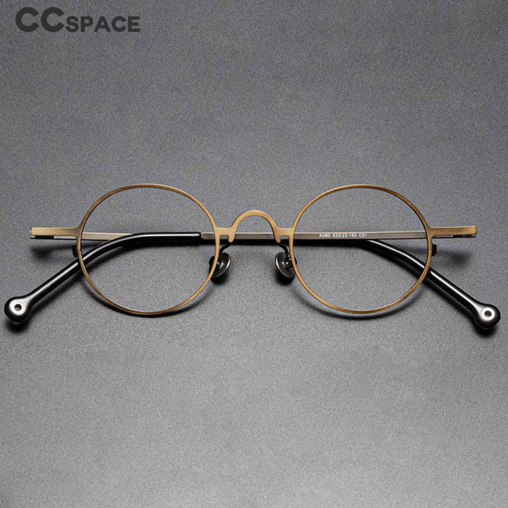 CCspace Unisex Full Rim Round Titanium Alloy Eyeglasses 54909 Full Rim CCspace