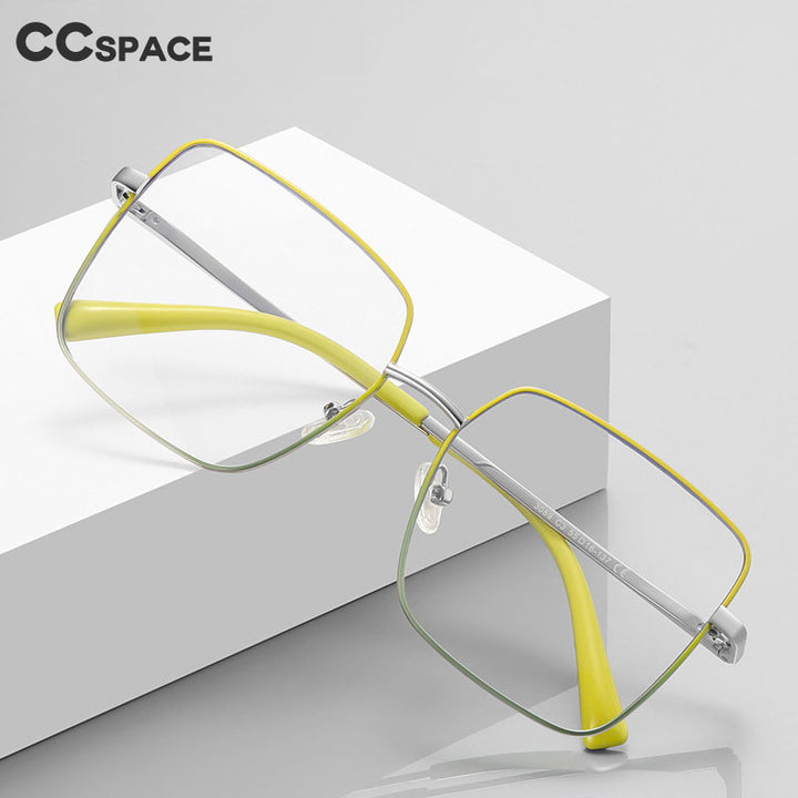 CCspace Unisex Full Rim Square Spring Hinge Alloy Eyeglasses 56270 Full Rim CCspace