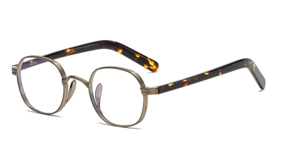 CCspace Unisex Full Rim Irregular Round Acetate Titanium Eyeglasses 53314 Full Rim CCspace Bronzer China