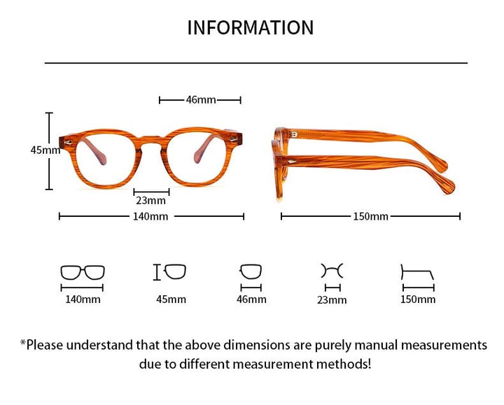 CCspace Unisex Full Rim Round Square Tr 90 Titanium Eyeglasses 54962 Full Rim CCspace