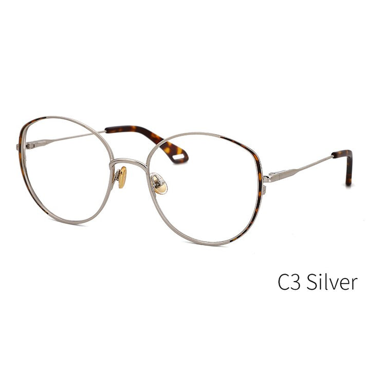 Kansept Women's Full Rim Round Stainless Steel Frame Eyeglasses Oq1003 Full Rim Kansept C3 silver CN
