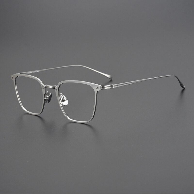 Gatenac Unisex Full Rim Square Titanium Eyeglasses Gxyj965 Full Rim Gatenac Silver