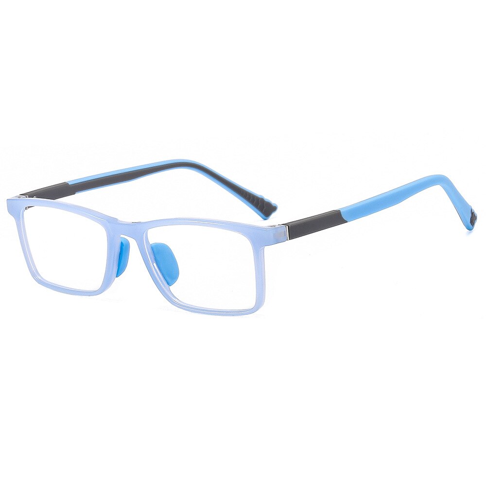 CCspace Unisex Youth Full Rim Square Silicone Eyeglasses 54670 Full Rim CCspace Blue gray China