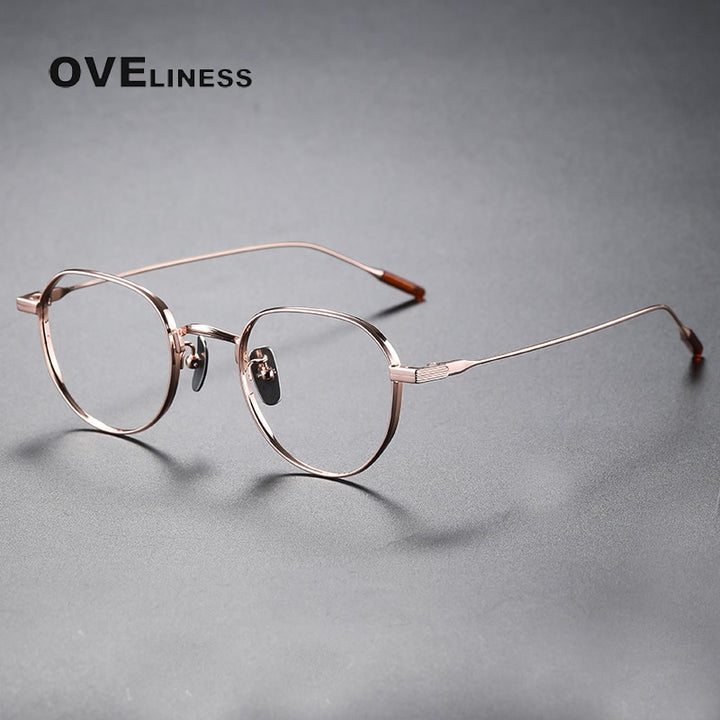 Oveliness Unisex Full Rim Round Titanium Eyeglasses 80803 Full Rim Oveliness rose gold
