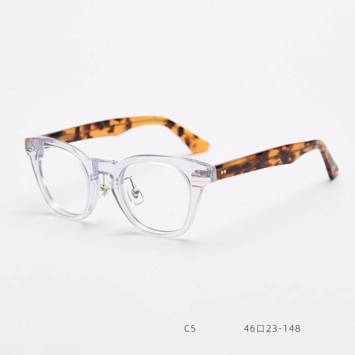 CCspace Unisex Full Rim Square Acetate Fiber Eyeglasses 55683 Full Rim CCspace ClearLeopard China