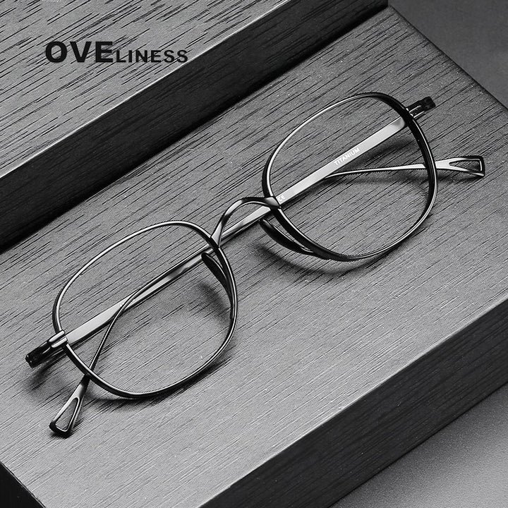 Oveliness Unisex Full Rim Round Titanium Eyeglasses 10518s Full Rim Oveliness