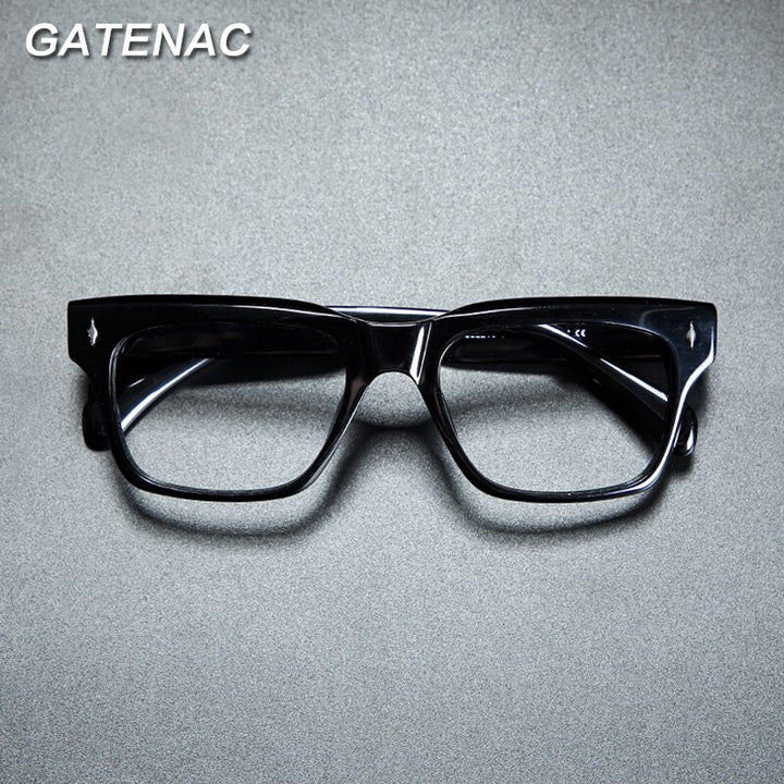 Gatenac Unisex Full Rim Square Acetate Rivet Eyeglasses Gxyj918 Full Rim Gatenac