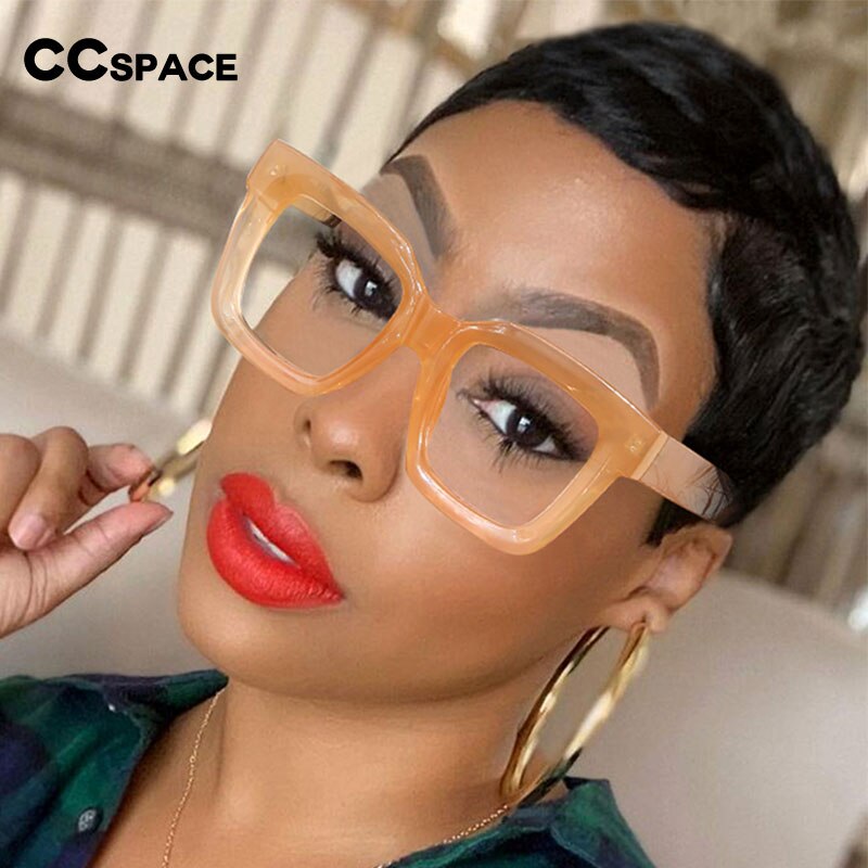 CCspace Unisex Oversized Square Resin Frame Eyeglasses 54406 Full Rim CCspace