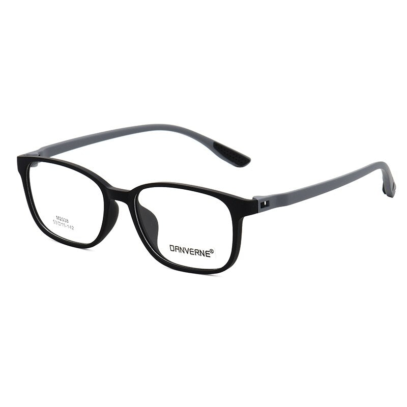 Zirosat Unisex Full Rim Square Ultem Frame Eyeglasses M2038 Full Rim Zirosat black-grey
