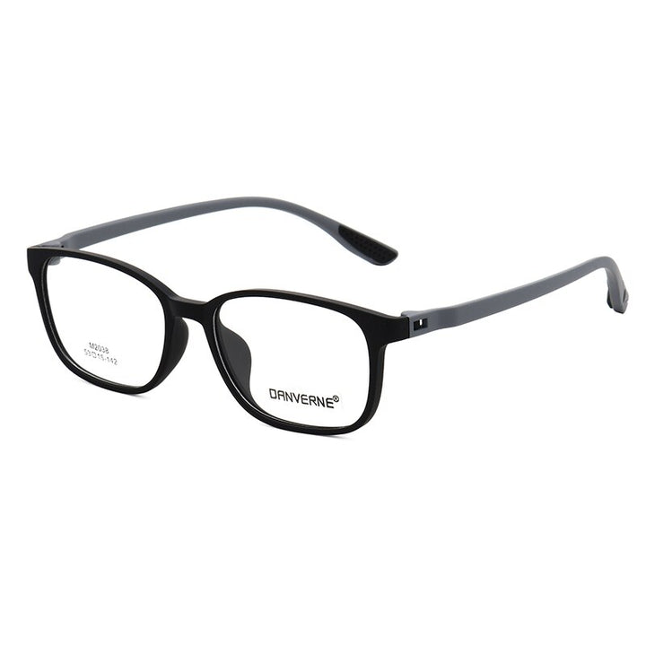 Zirosat Unisex Full Rim Square Ultem Frame Eyeglasses M2038 Full Rim Zirosat black-grey