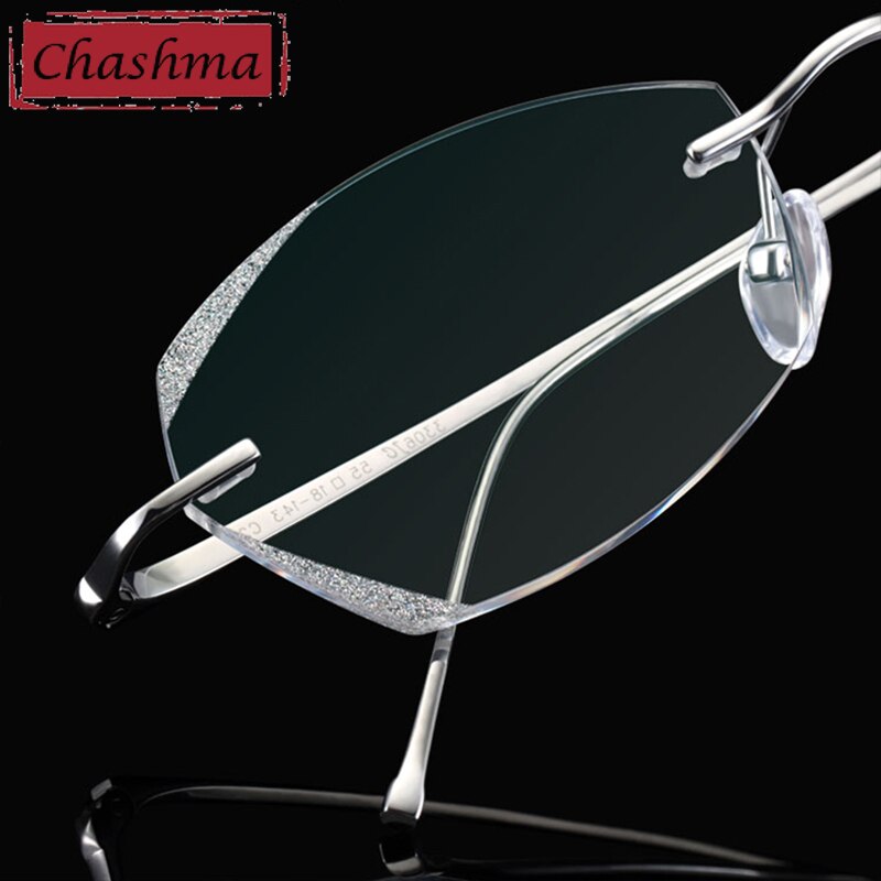 Chashma Unisex Rimless Diamond Cut Titanium Frame Custom Lens Eyeglasses 3306 Rimless Chashma   