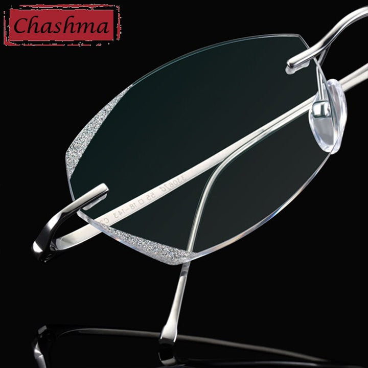 Chashma Unisex Rimless Diamond Cut Titanium Frame Custom Lens Eyeglasses 3306 Rimless Chashma