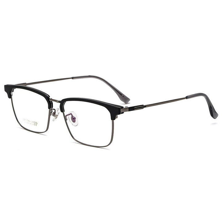 Yimaruili Men's Full Rim Square Acetate Titanium Eyeglasses 2310yj Full Rim Yimaruili Eyeglasses Black Gun