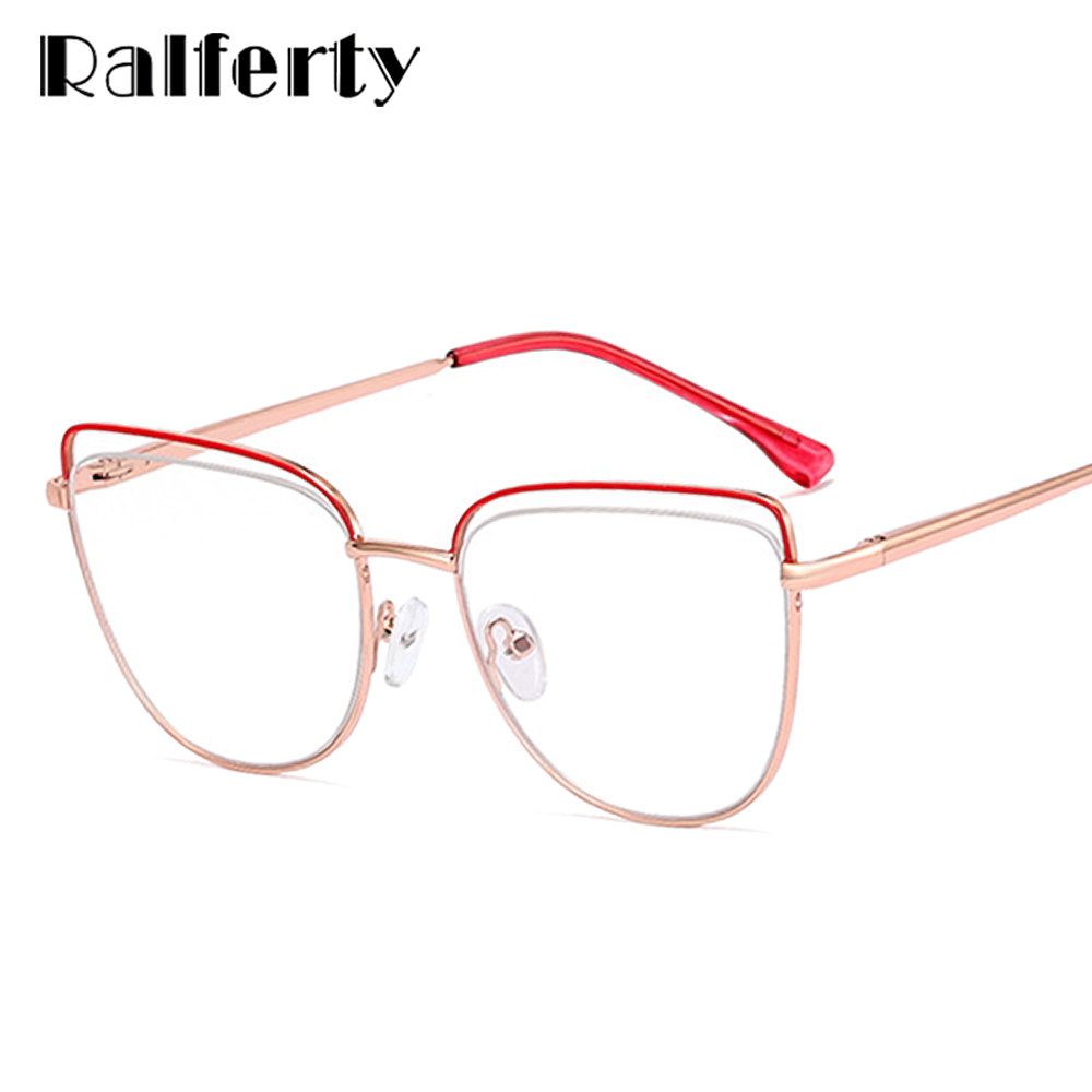 Ralferty Women's Full Rim Square Hollow Cat Eye Alloy Eyeglasses F95396 Full Rim Ralferty   